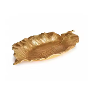 Plateaux de service décoratifs dorés de luxe de vente chaude Structure de feuille d'or et noire en aluminium Large gamme de plateaux de service disponibles - Product Image 6