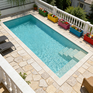 Piscine familiale hors sol - Fibre de verre FRP de 10 mm d'épaisseur, résistante aux UV, durable, écologique, facile à installer, forme rectangulaire - Product Image 2