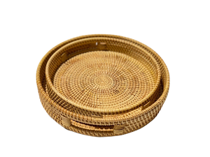 Panier de rangement en rotin naturel tissé à la main pour la maison ou le bureau plateau à fruits tasse à eau tasse à thé collations bonbons plateau à fruits secs - Product Image 4