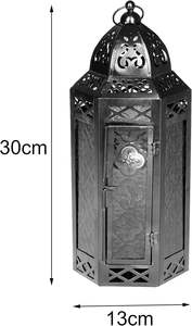 โคมไฟโลหะแบบดั้งเดิมสำหรับรอมฎอน ดีไซน์โมร็อกโก โครงสร้างทนทาน สำหรับตกแต่งภายในบ้านในช่วงเทศกาลอีด สร้างบรรยากาศรื่นเริง ใช้ตกแต่งได้ทุกวัน - Product Image 2