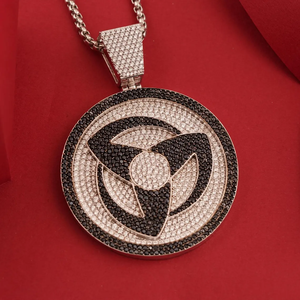 Circular <b>Eye</b> Symbol Pendant With Moissanite Diamond Iced Out In Middle <b>Crafted</b> In 925 Silver Hip Hop Elegant Statement Pendant - Product Image 2