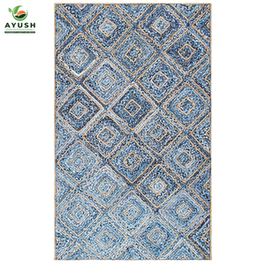 Tapis de bureau tapis de luxe en tissu de jute et de toile écologique 100% tapis de jute tressés à la main personnalisés - Product Image 4