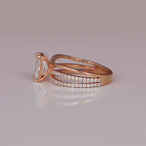 14KT Rose Gold Plated <b>Split</b> Shank Engagement <b>Ring</b> Hidden Halo with Radiant Cut Lab Grown Diamond Perfect Birthday Gift for Women - Product Image 2