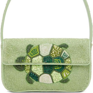 Artisan Animal Motif <b>Handbag</b> Luxury Women and Girls Designer Purses Unique Turtle Motif Design Soft Pastel Green Color Palette - Product Image 1