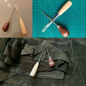 Poinçon en cuir à poignée en bois, poinçon à main pour la couture de chaussures, 2 pièces - Product Image 3