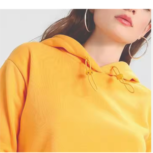 Pull à capuche pour femme Logo personnalisé Top court à manches longues de haute qualité pour les femmes Motif solide Éponge Broderie d'hiver Dernier modèle - Product Image 3