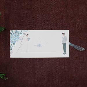 Invitation de mariage coulissante de luxe avec texte personnalisable et illustration artistique de couple - Product Image 3