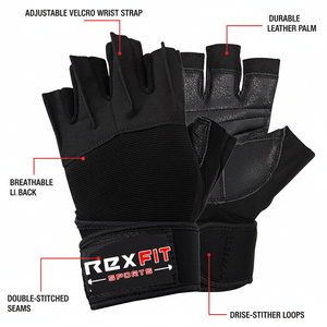 Guantes Deportivos Multiusos Rexfit, Cobertura Completa de la Palma, Diseño Transpirable y Ligero, Guantes de Levantamiento - Product Image 4