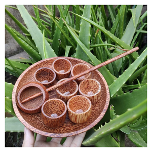 Service à thé à la noix de coco unique mélange l'artisanat écologique avec un style classique pour les amateurs de thé Service à thé à la noix de coco Natural Grace bonnes affaires - Product Image 1