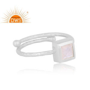 Latest Design Fine <b>Sterling</b> <b>Silver</b> Natural Rainbow Moonstone <b>Adjustable</b> <b>Ring</b> Jewelry For Women Gift For Her - Product Image 2