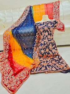 Vestido de Trabajo Gota de Acrílico de Edición Limitada para Mujer, Salwar Kameez Hecho a Mano con Adornos, Corte Regular, para Fiestas, Ropa India y Pakistaní - Product Image 6