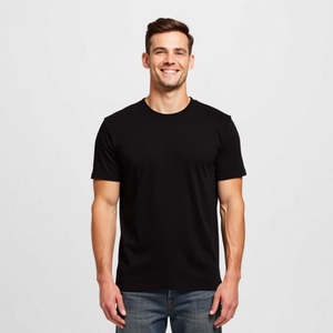 เสื้อยืดสีดำสำหรับผู้ชายชุดลำลองมีสไตล์ใส่สบายเนื้อผ้าคอตตอนระบายอากาศผลิตจากโรงงาน - Product Image 5