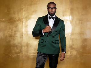 Mens <b>White</b> Double Breasted Tuxedo Suit <b>Jacket</b> with Black Pants <b>Wedding</b> & Party Wear - Product Image 3