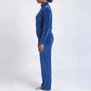 High Quality Jogging Joggers Sale Set Custom Logo Blue Women Sportswear <b>Velour</b> <b>Tracksuit</b> Velvet Mens <b>Tracksuit</b> - Product Image 3