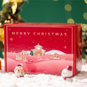 6x4x3 inch giáng sinh chủ đề sóng tái chế bưu phẩm Hộp Quà Tặng dập nổi Nắp bóng cán tùy chỉnh kích thước màu sắc - Product Image 2