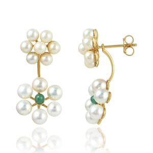 Bijoux fins personnalisés pour femmes Boucles d'oreilles pendantes en argent sterling 925 plaqué or 18 carats avec perle en vermeil et pierres précieuses - Product Image 5