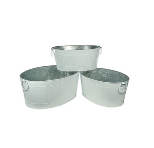 Design élégant Forme ovale Décoration intérieure et extérieure Jardinières à fleurs galvanisées en fer avec poignées Fournitures de jardin - Product Image 4