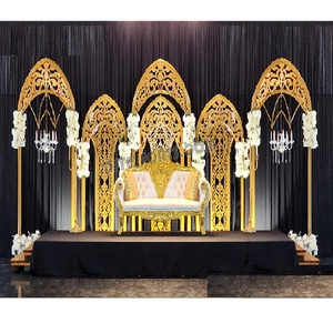 Paneles DE FONDO DE Metal dorado para boda de estilo occidental Indo, paneles de estilo de hoja de Metal de diseñador para decoración de boda, decoración de eventos y fiestas - Product Image 1