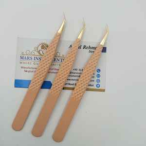 Pince à épiler de haute qualité à 45 degrés en acier inoxydable de couleur nue pour extensions de cils - Product Image 6