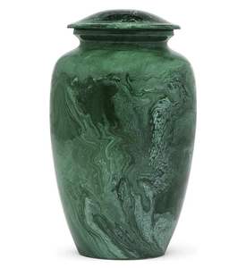 Urna Funeraria de Aluminio Verde para Adultos - Diseño Floral Grabado a Mano, Estilo Mármol para Cenizas Humanas - Product Image 5
