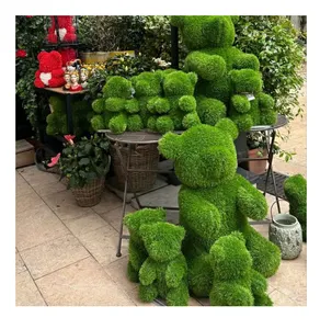 DW1-5 3D ornement PE vert herbe grand chien plante modélisation animaux topiaires artificiels pour la décoration de jardin extérieur - Product Image 1