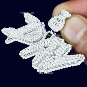 925 plata esterlina Iced Out VVS Moissanite colgante personalizado, Iced Out VVS Moissanite colgante Unisex VVS Moissanite letra colgante - Product Image 3
