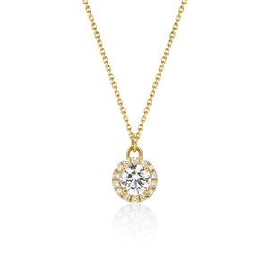 Artisan Round Diamond Halo <b>Pendant</b> Necklace 0.65 Ct D-F VVS1-VS2 Lab Grown Diamond In 18K Yellow <b>Gold</b> Festive Gifting Occasion - Product Image 1