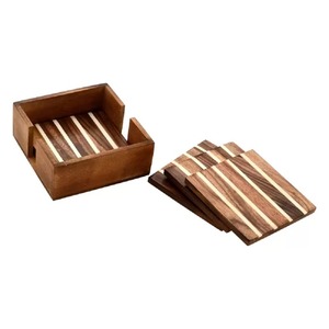 Juego de posavasos de madera de forma cuadrada, posavasos de té y café con estilo de diseño moderno para el hogar, accesorios de decoración de mesa de Hotel - Product Image 1
