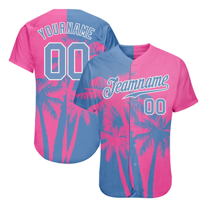 Maillot de baseball personnalisé sublimé respirant, imprimé palmiers tropicaux, unisexe, manches courtes, 120g polyester, tenue d'été pour équipe 00 - Product Image 5
