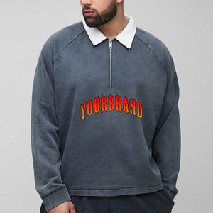 Sudadera Profesional OEM para Hombre, 100% Algodón, Casual, con Media Cremallera, Cuello de Lujo, Manga Larga, Transpirable, Camisa Formal - Product Image 1