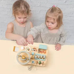 OEM-Führer-Lernlenkrad hölzernes pädagogisches Bügelbrett Montessori-Spielzeug für Kinder Lernspielzeug