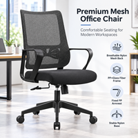 Chaise de bureau pivotante confortable avec dossier en maille respirante, cadre noir, hauteur réglable pour poste de travail du personnel