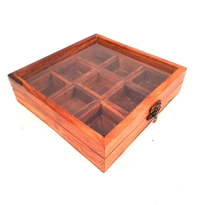 Wedding Party Decoration Vintage Wooden Brown Table Top Masala <b>Box</b> Containers Jars Kitchen <b>Spice</b> <b>Box</b>/Dry Fruit <b>Box</b> for Sale - Product Image 4