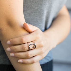 Unique Design <b>Black</b> CZ <b>Stone</b> and Plain Turkish Wholesale Handcrafted Sterling Adjustable <b>Silver</b> <b>Ring</b> Fine Jewellery - Product Image 2