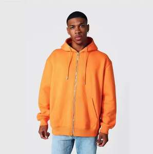 Sweat à capuche court 100 % coton molletonné avec fermeture éclair intégrale, logo personnalisé sérigraphié, pour homme, thermique, vente en gros, saison hiver - Product Image 6