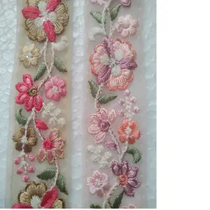 custom made embroidered floral ribbons in 2 shades ideal for use by children dress manufacturers as trims