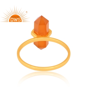 Anillo apilable de piedras preciosas cornalina natural chapada en oro de 18 quilates de plata de ley de última tendencia, fabricante de joyería fina Demi - Product Image 4