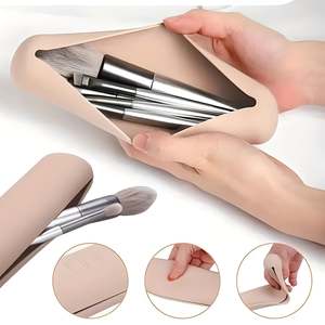 Isla 3-Piece Portable Makeup Organizer Water-Resistant Oxford Neoprene Material Open Cover Diamond Marble Makeup Brush <b>Cases</b> - Product Image 5