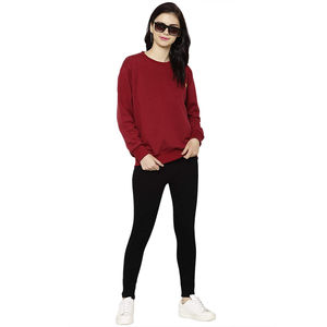 Sudadera de mujer de algodón 100% con diseño OEM, sudadera de cuello redondo, ropa informal holgada hecha a medida para mujer para invierno - Product Image 3