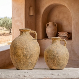 Vase Pichet en Terre Cuite Jaune Rustique Mariposa M avec Poignée, Urne Décorative en Céramique Faite à la Main pour Table, Vente en Gros - Product Image 6