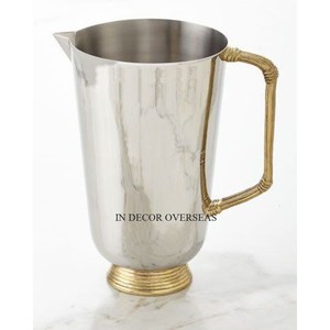 La jarra de lujo de Metal de calidad superior con recubrimiento en polvo de Color blanco más exigente con mango de diseño único dorado Barware - Product Image 4