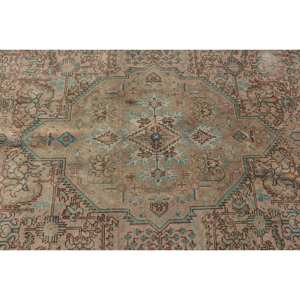 Vintage Turkish Rug Classic <b>Brown</b> Blue Patchwork Design Handmade <b>Wool</b> Large Area 4.5 X 9.3ft Rectangle Hallway Room New Latex - Product Image 5