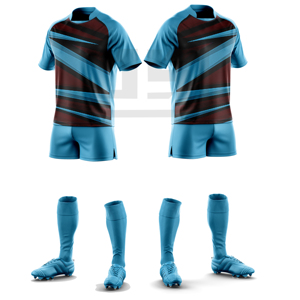 Tenue de sport pour équipe de rugby, maillot personnalisé imprimé, short respirant, séchage rapide, coupe-vent, 100% polyester, pour équipes compétitives - Product Image 3