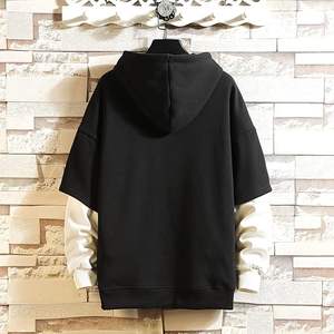 เสื้อมีฮู้ดแบบสวมหัวสำหรับผู้ชายเสื้อมีฮู้ดผ้าคอตตอน100% คอกลมใส่สบายเสื้อกันหนาวแบบสวมหัวโอเวอร์ไซส์6XL บล็อกสี - Product Image 6