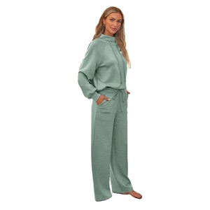 Nouveautés : Survêtements pour femmes, ensemble deux pièces avec pantalon évasé, en molleton épais French Terry, ensemble de survêtement assorti pour femmes - Product Image 3