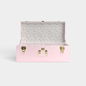 Contenedor de Metal Rosa con Tapa Abatible, Diseño Rectangular Clásico, Caja de Almacenamiento de Metal Rosa para Organización de Artículos Diversos - Product Image 1