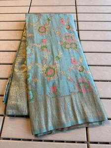 Nuevo Sari de Seda Crepé Khadi con Tejido Zari, Fabricante y Proveedor de Moda Femenina de la India - Product Image 2