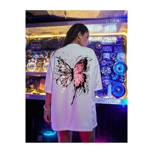 T-shirt Oversize con stampa Unisex-bianco