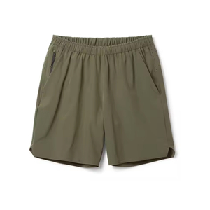 Pantalones cortos deportivos de color marrón sólido para hombre de alta calidad, cintura elástica con cordón y bolsillo interior, diseño bordado ecológico - Product Image 1