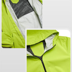 Veste de randonnée personnalisée de couleur unie, coupe-vent, poignets ajustables, vêtements de sécurité, veste de randonnée imperméable à capuche - Product Image 5